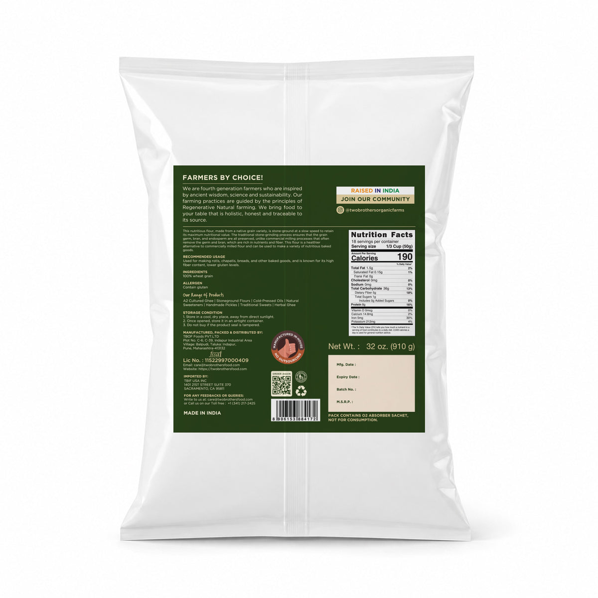 Khapli Wheat Flour / Whole Wheat Low Gluten