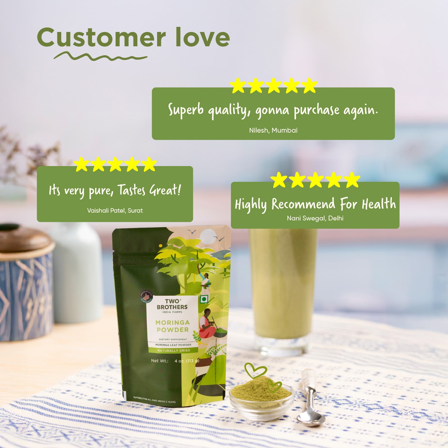 Moringa Powder | Superfood | Chemical & Preservative Free - Lab Tested