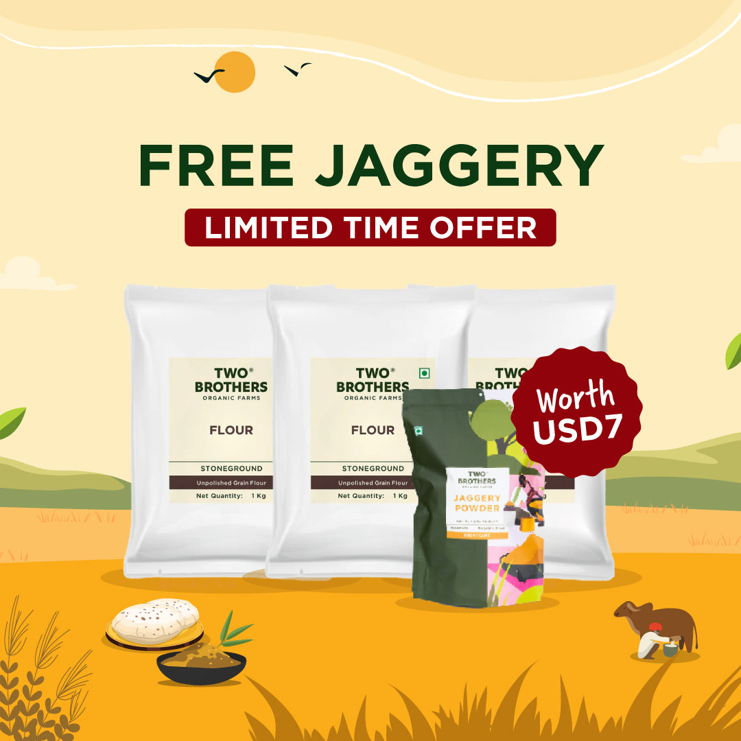 6.6lb Khapli Wheat Flour + 1.1lb Sugarcane Jaggery Powder Combo