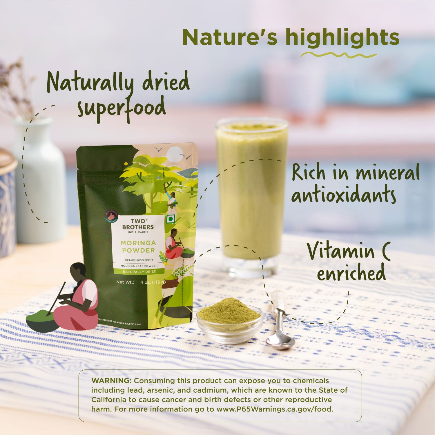Moringa Powder | Superfood | Chemical & Preservative Free - Lab Tested