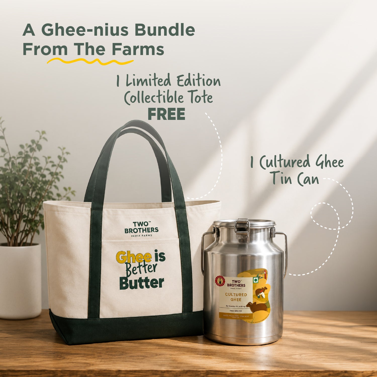 Desi Gir Cow Cultured Ghee + The Better Butter Tote