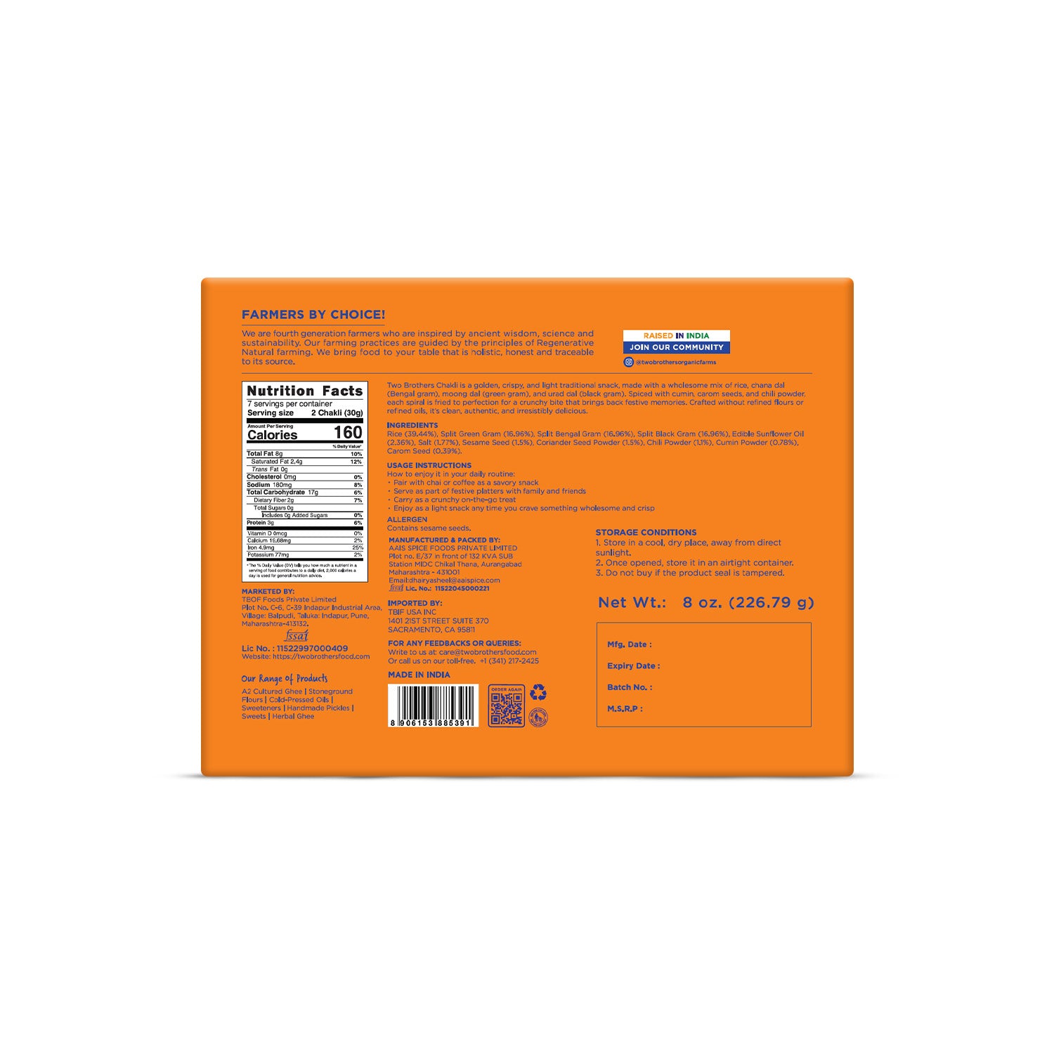 Traditional Crispy Chakli | Deep fried in Wood-pressed Sunflower Oil