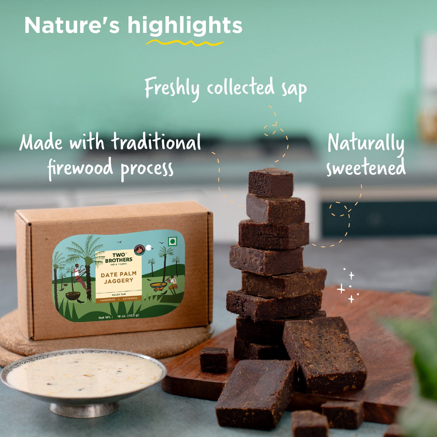 Date Palm Jaggery Solid, Pure Date Palm Sap