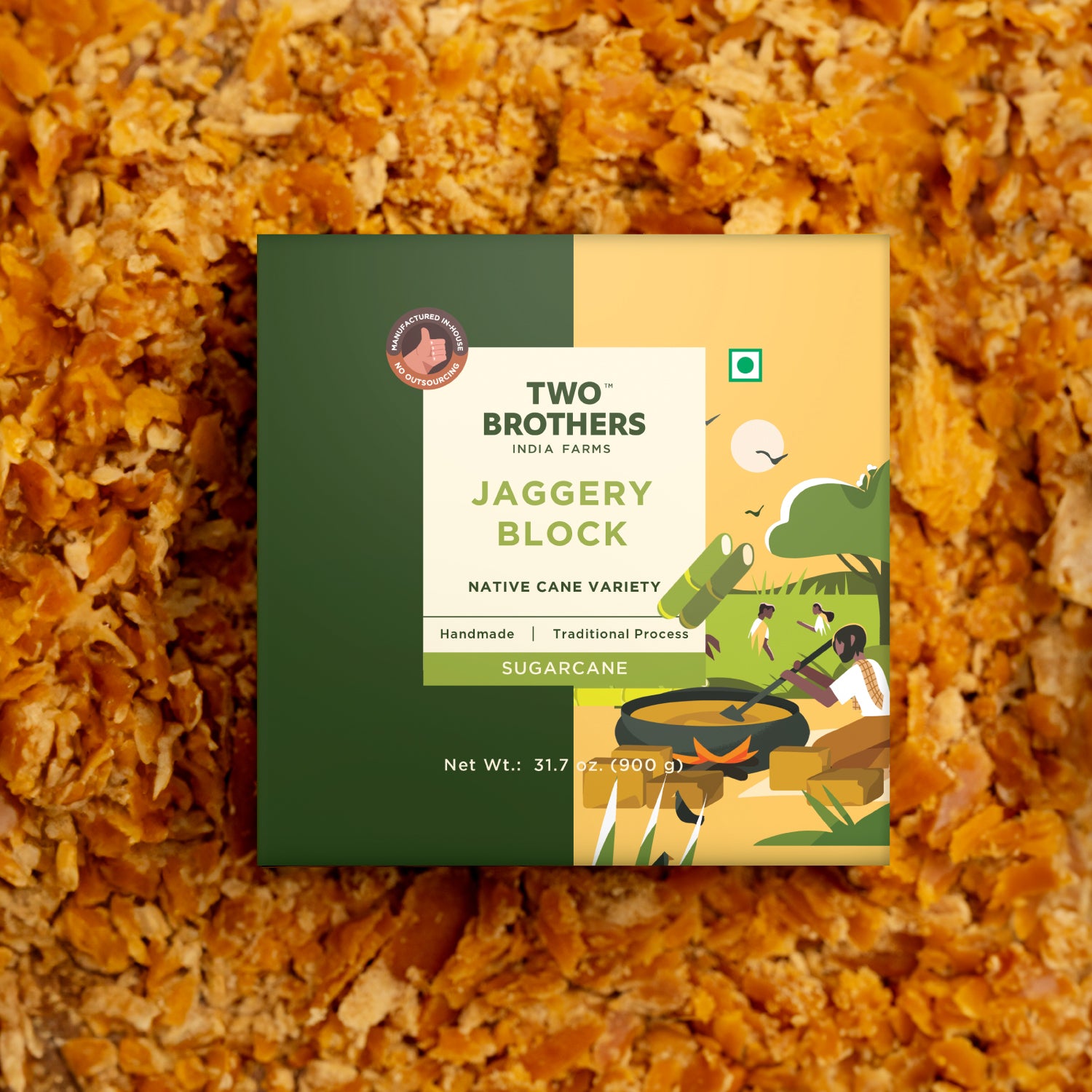 Block Jeggery Organic Sugarcane Jaggery Block - Sulfur-Free Gur – USA Two Brothers Farms