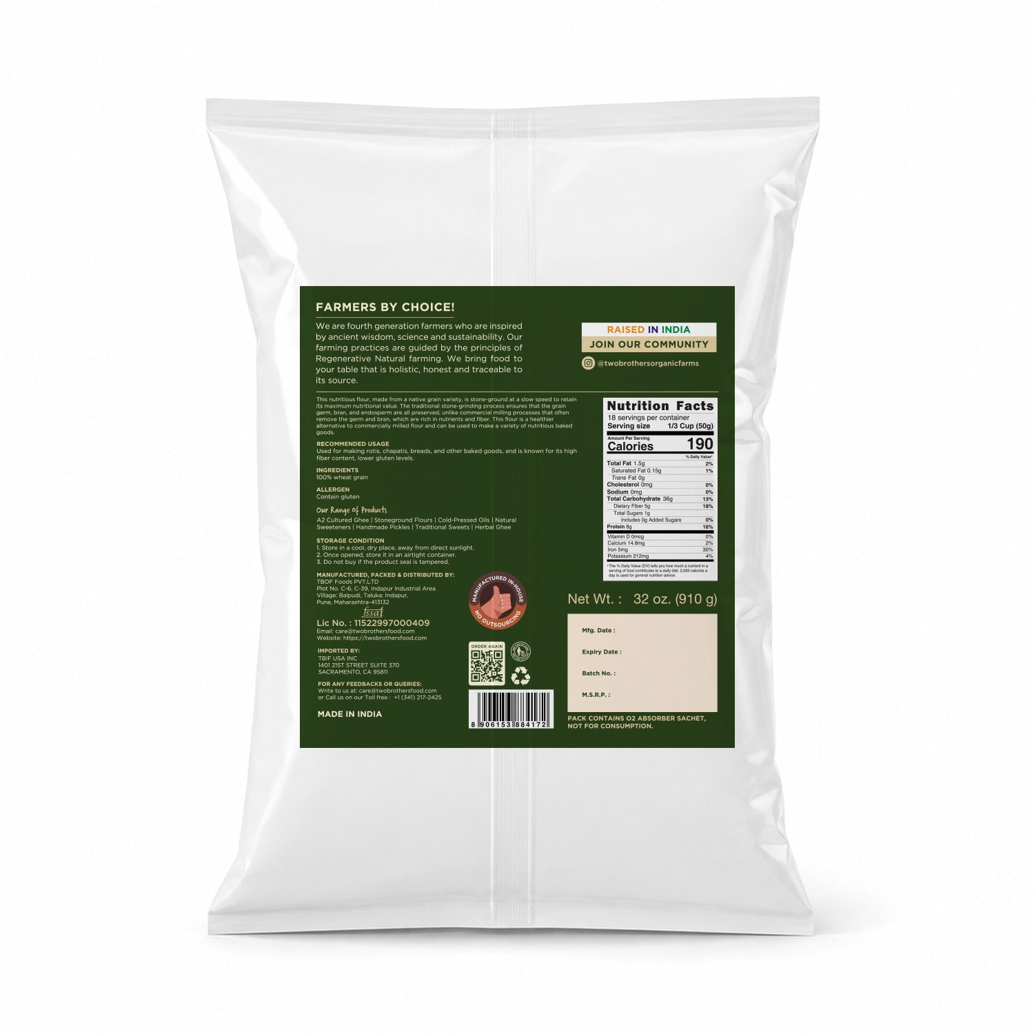 Khapli Wheat Flour (Atta) / Whole Wheat Low Gluten