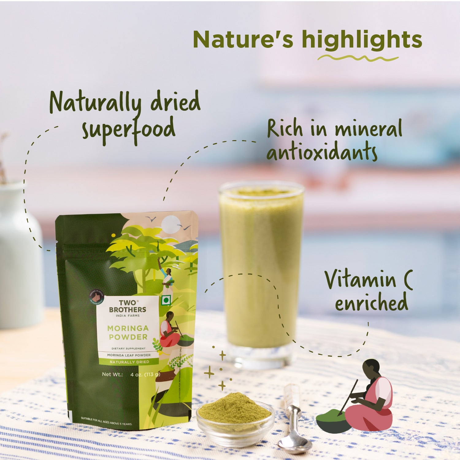 Moringa Powder | Superfood | Chemical & Preservative Free - Lab Tested