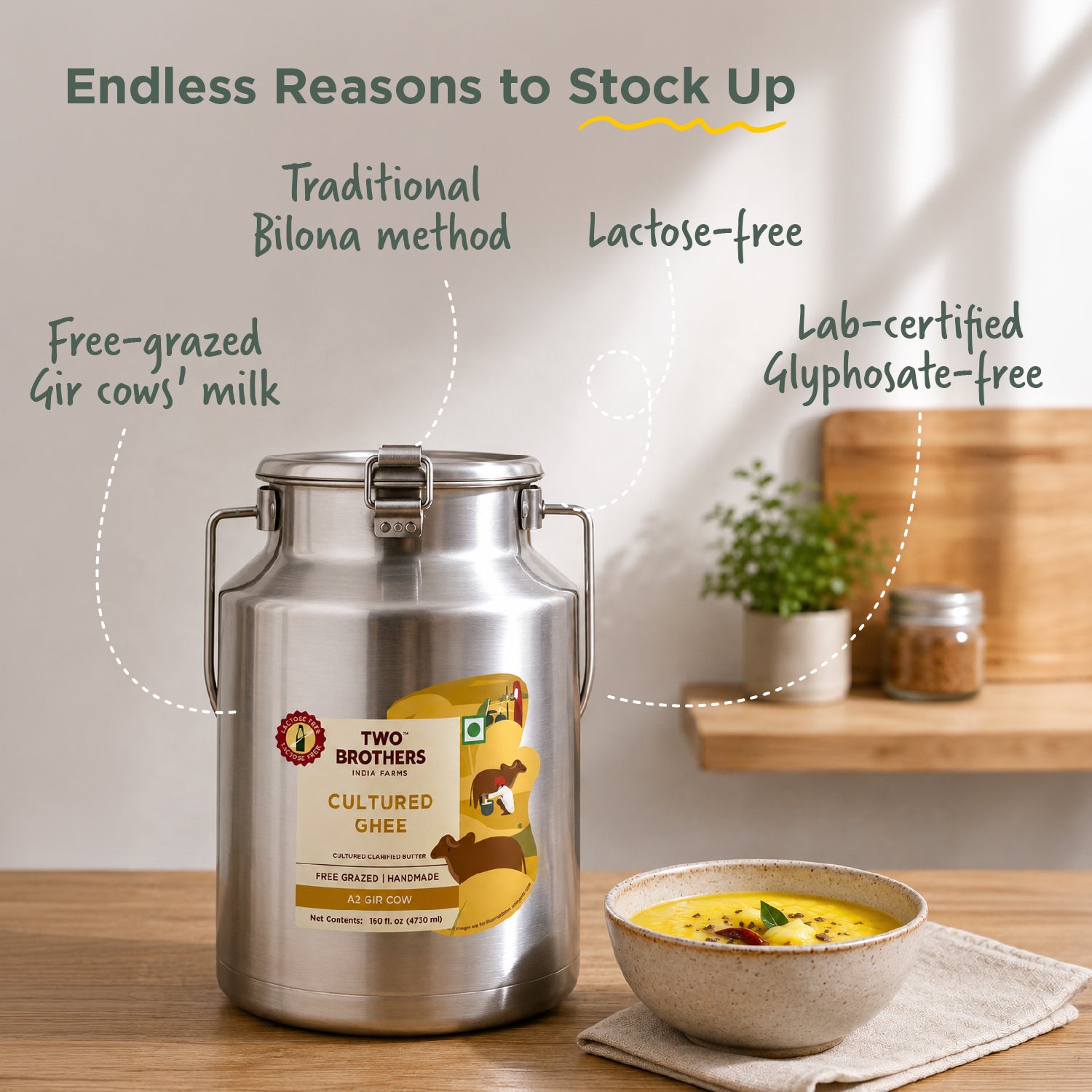 Desi Gir Cow Cultured Ghee + The Better Butter Tote